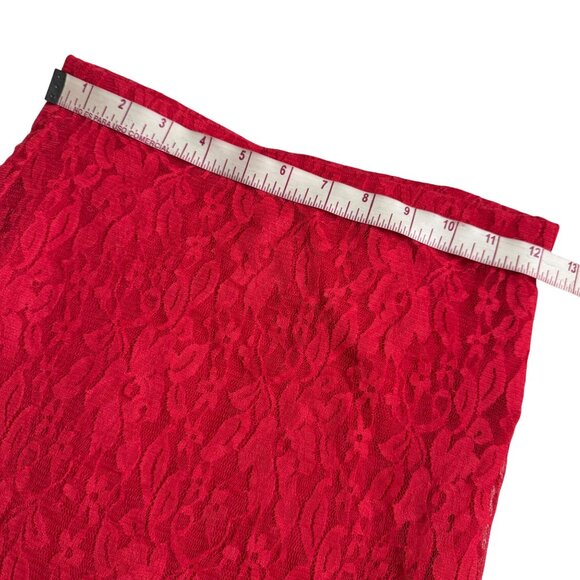 Red Lace Midi Skirt By Violet Moon size small red elastic waist women - Picture 3 of 9